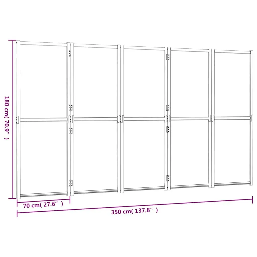 5-Panel Room Divider Folding Privacy Screen Indoor Outdoor Cream White