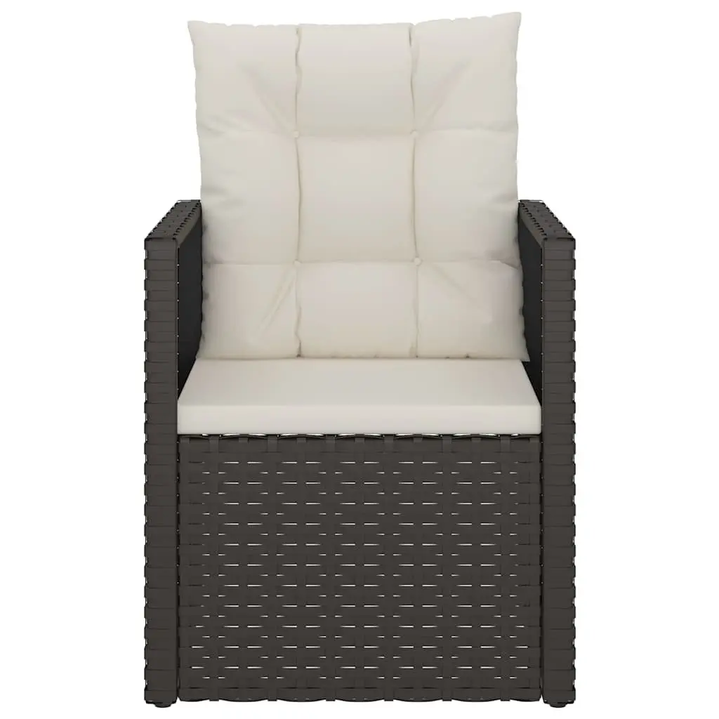 3 Piece Outdoor Lounge Set Poly Rattan Garden Furniture with Cushions Black