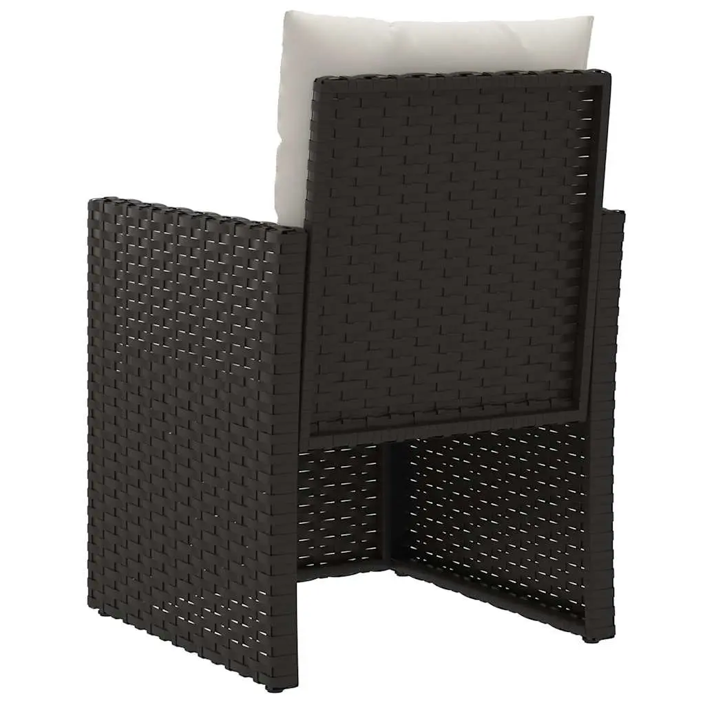 3 Piece Outdoor Lounge Set Poly Rattan Garden Furniture with Cushions Black