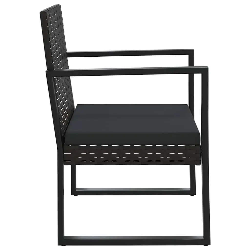 4 Piece Garden Lounge Set Outdoor Patio Sofa with Cushions Black Poly Rattan
