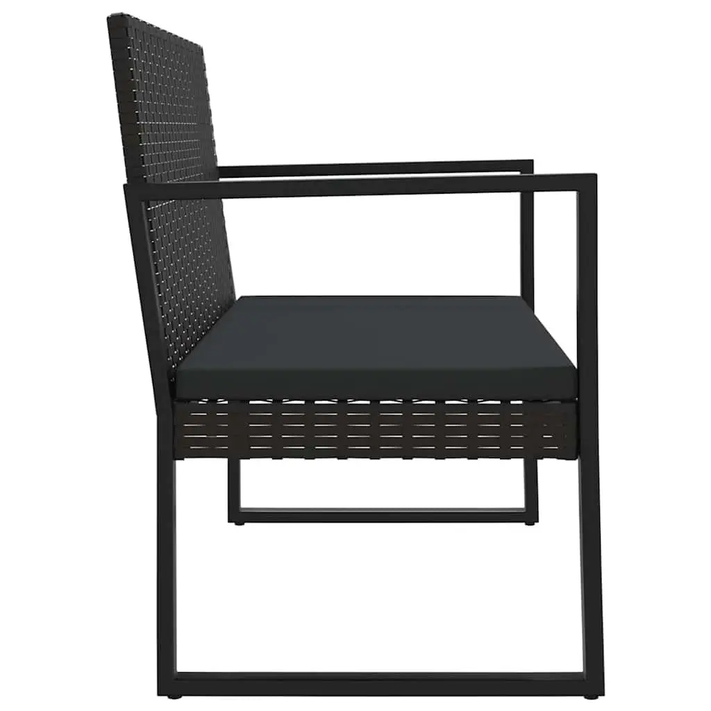 4 Piece Garden Lounge Set Outdoor Patio Sofa with Cushions Black Poly Rattan