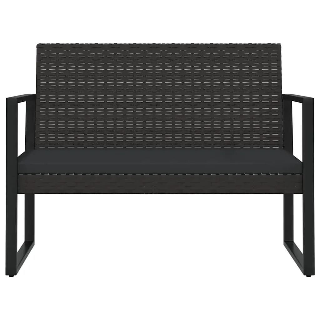 4 Piece Garden Lounge Set Outdoor Patio Sofa with Cushions Black Poly Rattan