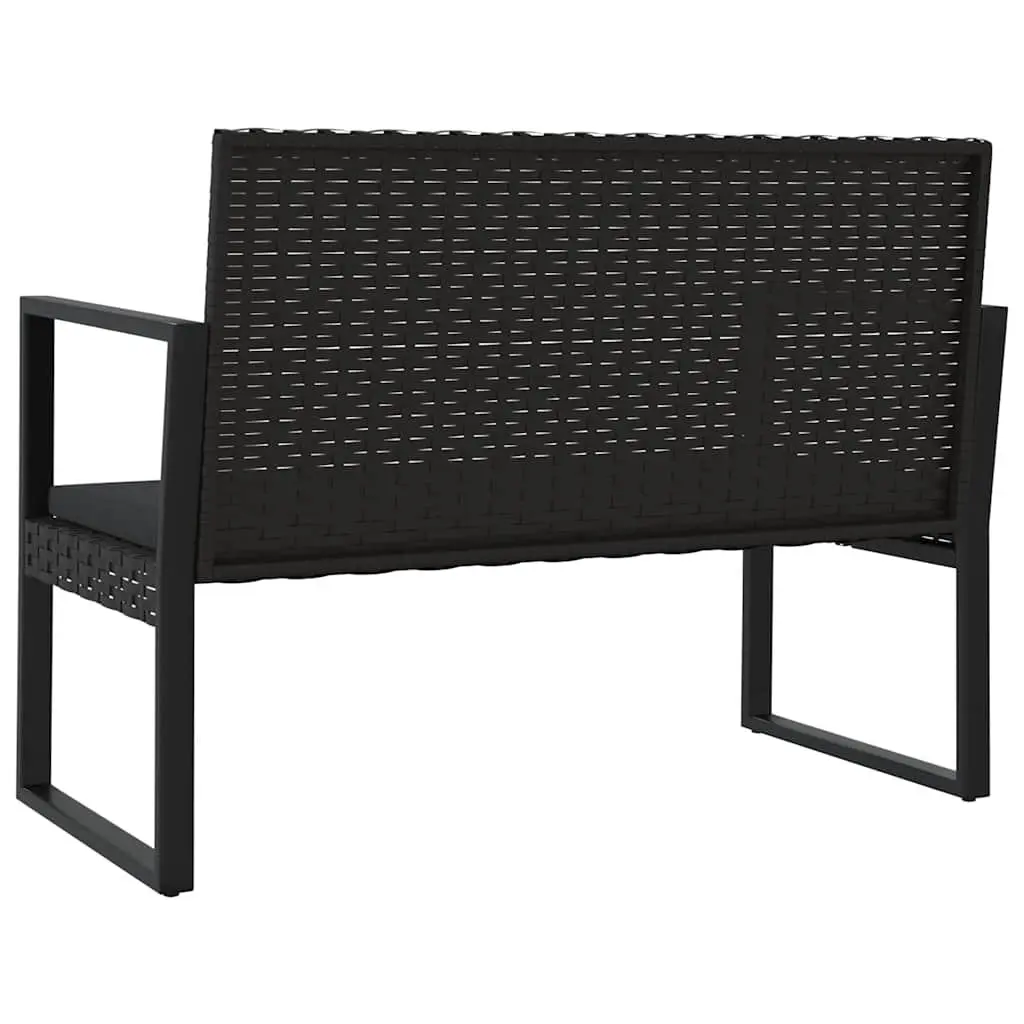 4 Piece Garden Lounge Set Outdoor Patio Sofa with Cushions Black Poly Rattan