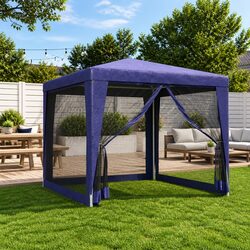 Party Tent 2.5x2.5m Blue Outdoor Gazebo Mesh Sidewalls Marquee Canopy Shelter