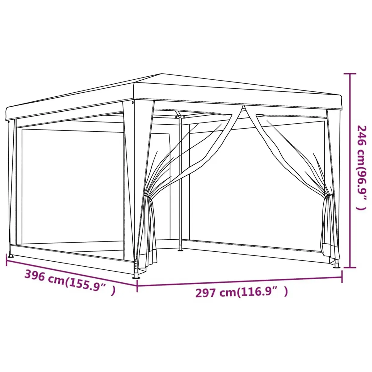 Party Tent Gazebo Outdoor Canopy Shelter 3x4m Blue with Mesh Sidewalls