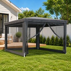 Party Tent Gazebo 3x4m Outdoor Canopy Mesh Sidewalls Pavilion Garden Shelter