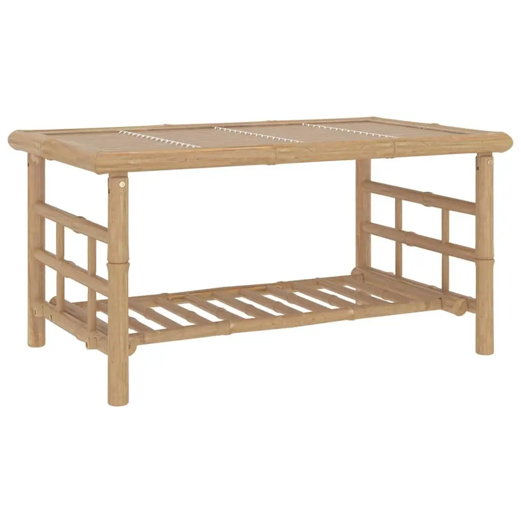 2 Piece Bamboo Garden Lounge Set with Grey Cushions Outdoor Patio Furniture