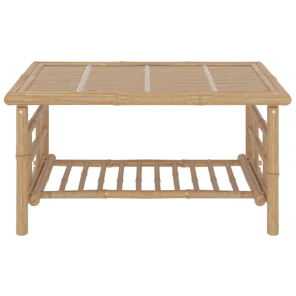 2 Piece Bamboo Garden Lounge Set with Grey Cushions Outdoor Patio Furniture