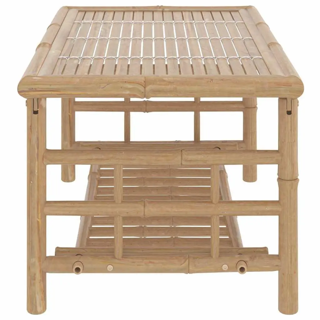 2 Piece Bamboo Garden Lounge Set with Grey Cushions Outdoor Patio Furniture