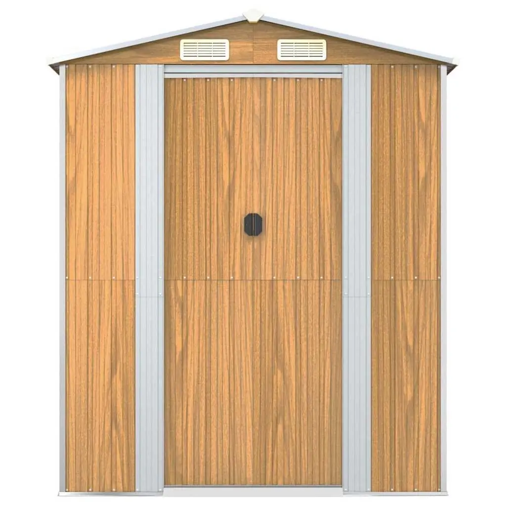Garden Shed Outdoor Storage Galvanised Steel Light Brown 192x108x223cm