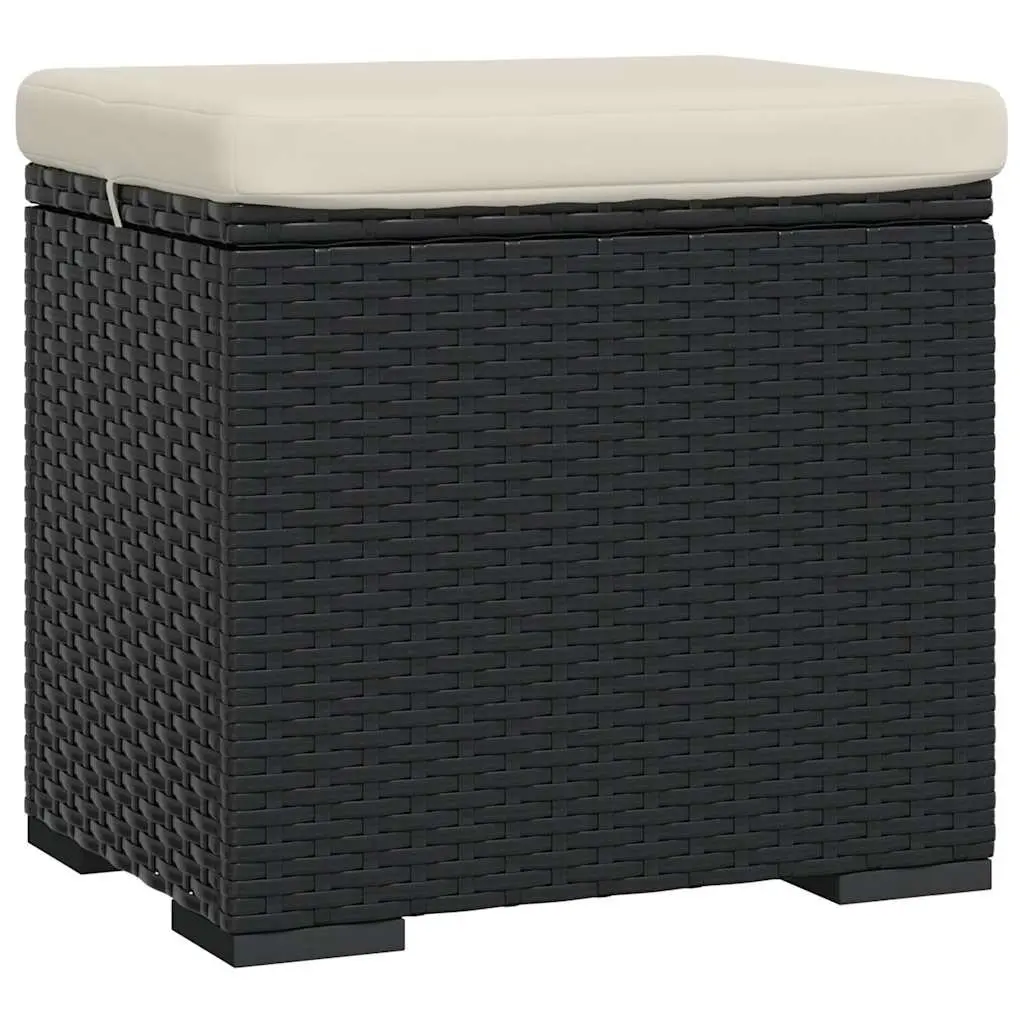 Ottomans with Cushions 40x30x40 cm Black PE Rattan Footrest Garden 2 Piece