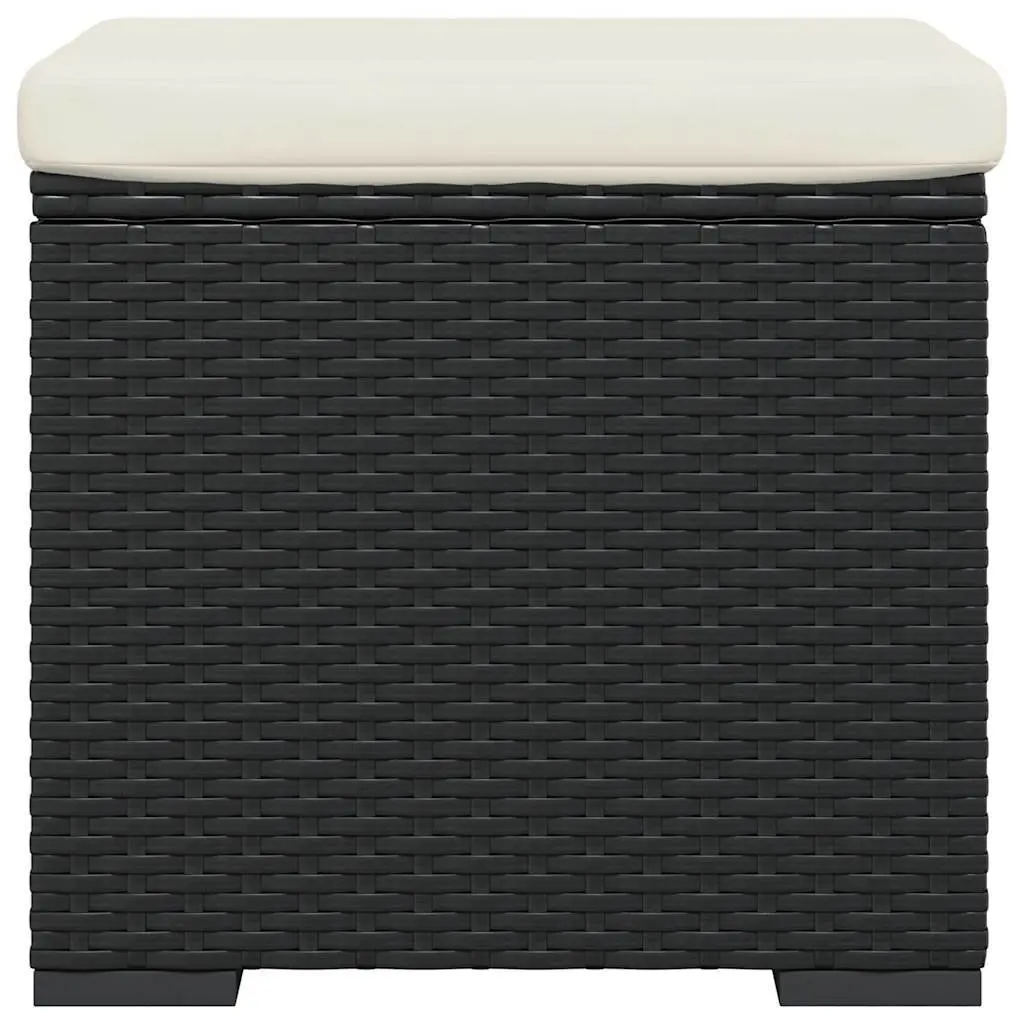 Ottomans with Cushions 40x30x40 cm Black PE Rattan Footrest Garden 2 Piece