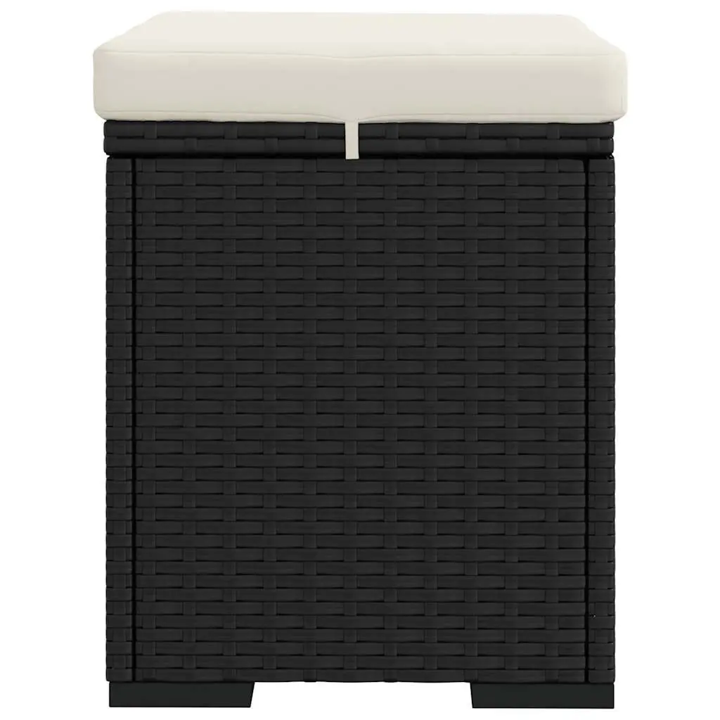 Ottomans with Cushions 40x30x40 cm Black PE Rattan Footrest Garden 2 Piece