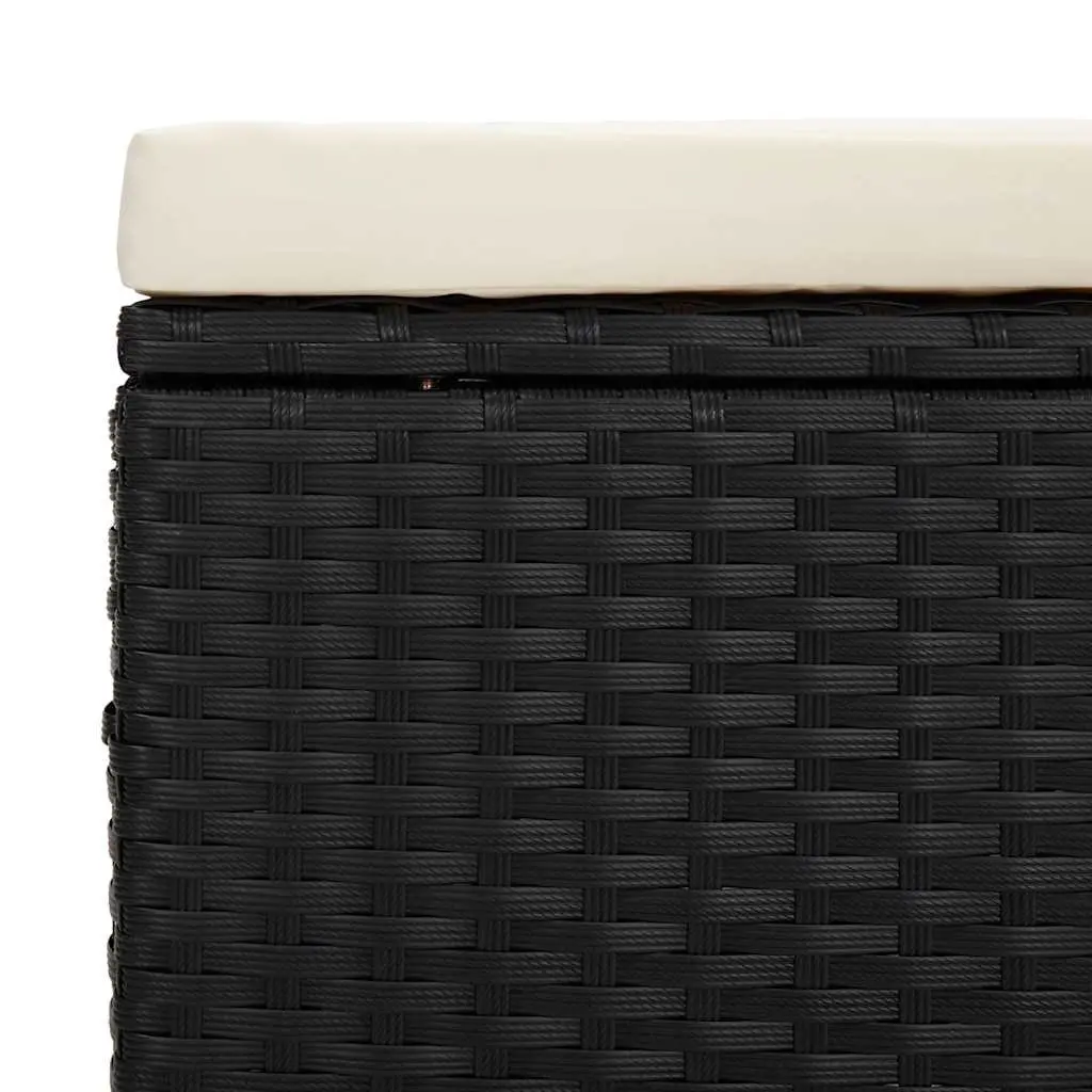 Ottomans with Cushions 40x30x40 cm Black PE Rattan Footrest Garden 2 Piece