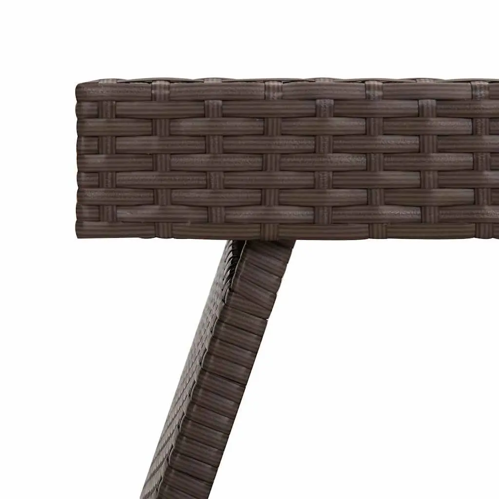 Foldable Side Table Poly Rattan Brown Indoor Outdoor Accent Table