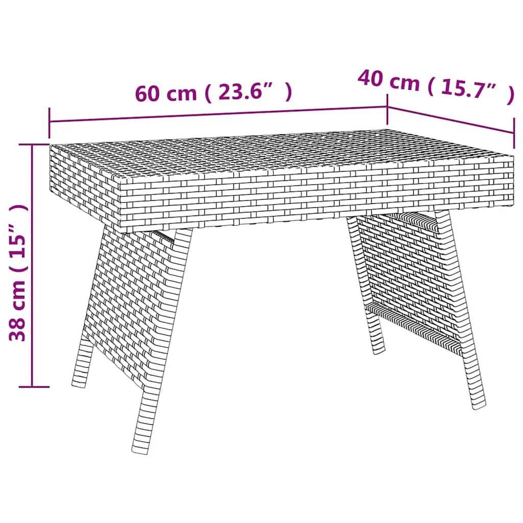 Foldable Side Table Poly Rattan Brown Indoor Outdoor Accent Table
