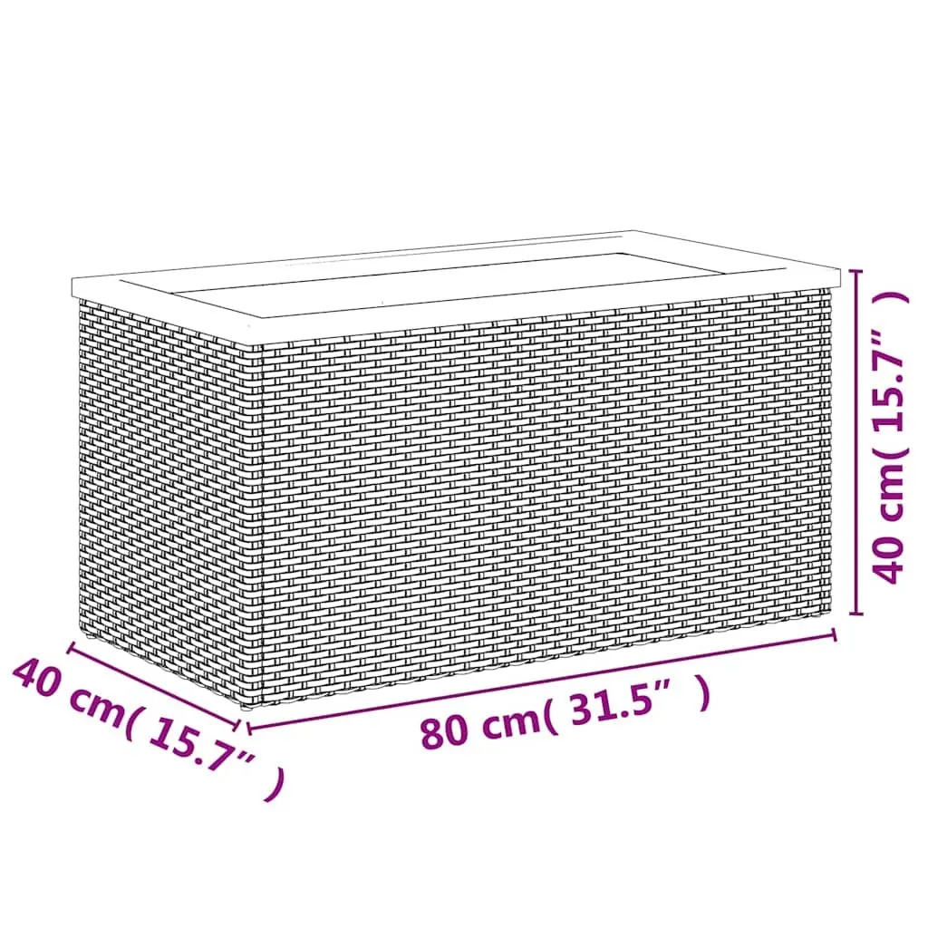 Planter Weather-resistant Poly Rattan 80x40x40 cm Black Garden Raised Bed Flower Box Outdoor