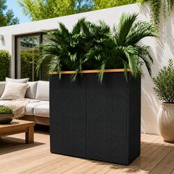 Poly Rattan Planter Black 80x40x80 cm Garden Raised Bed Outdoor Flower Pot Box