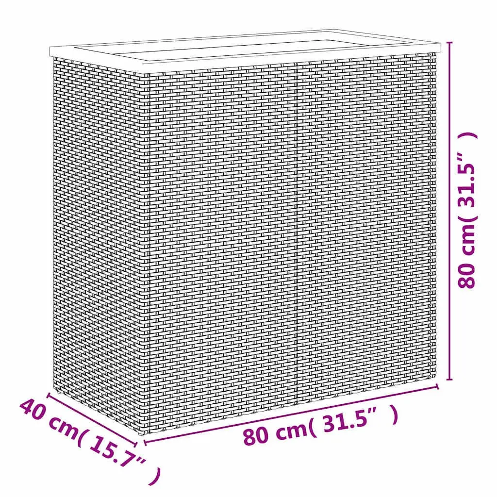 Poly Rattan Planter Weather Resistant 80x40x80 cm Black Outdoor Flower Pot Box
