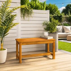 Solid Wood Garden Bench Outdoor Seating Brown Acacia Backyard Furniture