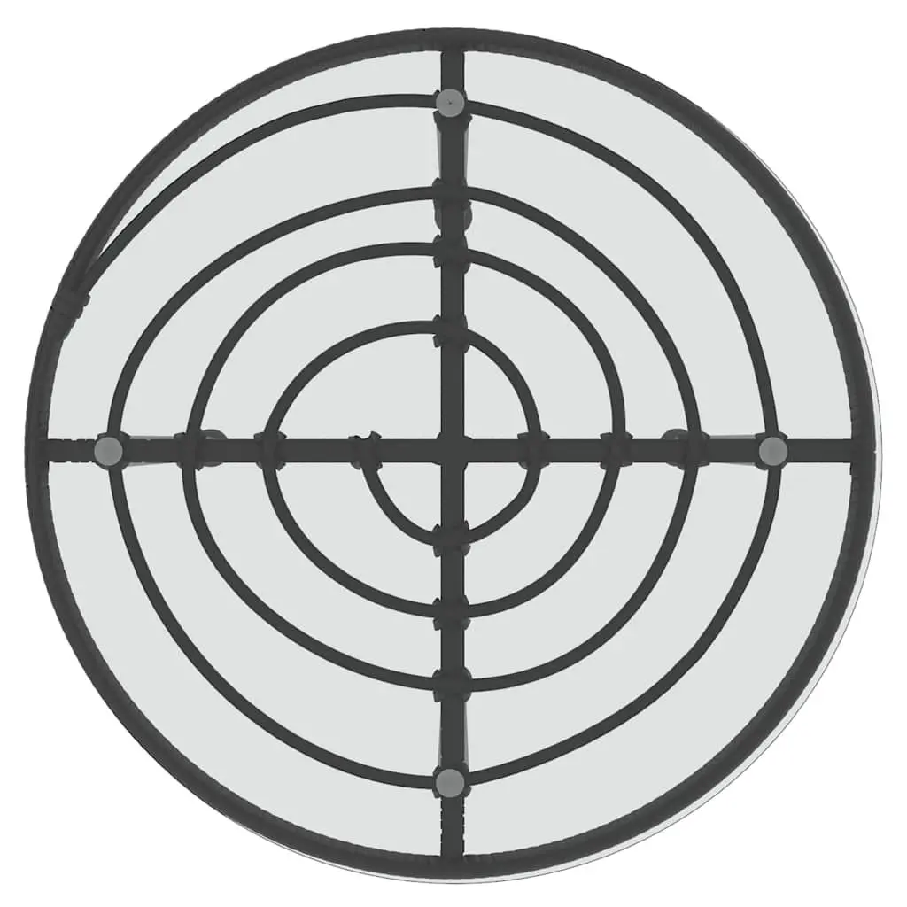 Dining Table Round Ø55cm Black Tempered Glass Steel Outdoor