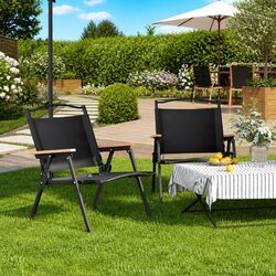 Camping Chairs 2 pcs Black Outdoor Folding Picnic Garden Beach Seating