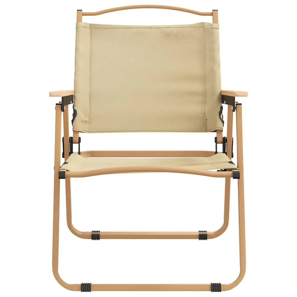 Outdoor Camping Chairs 2 Piece Portable Folding Beige Garden Picnic Fishing Seat