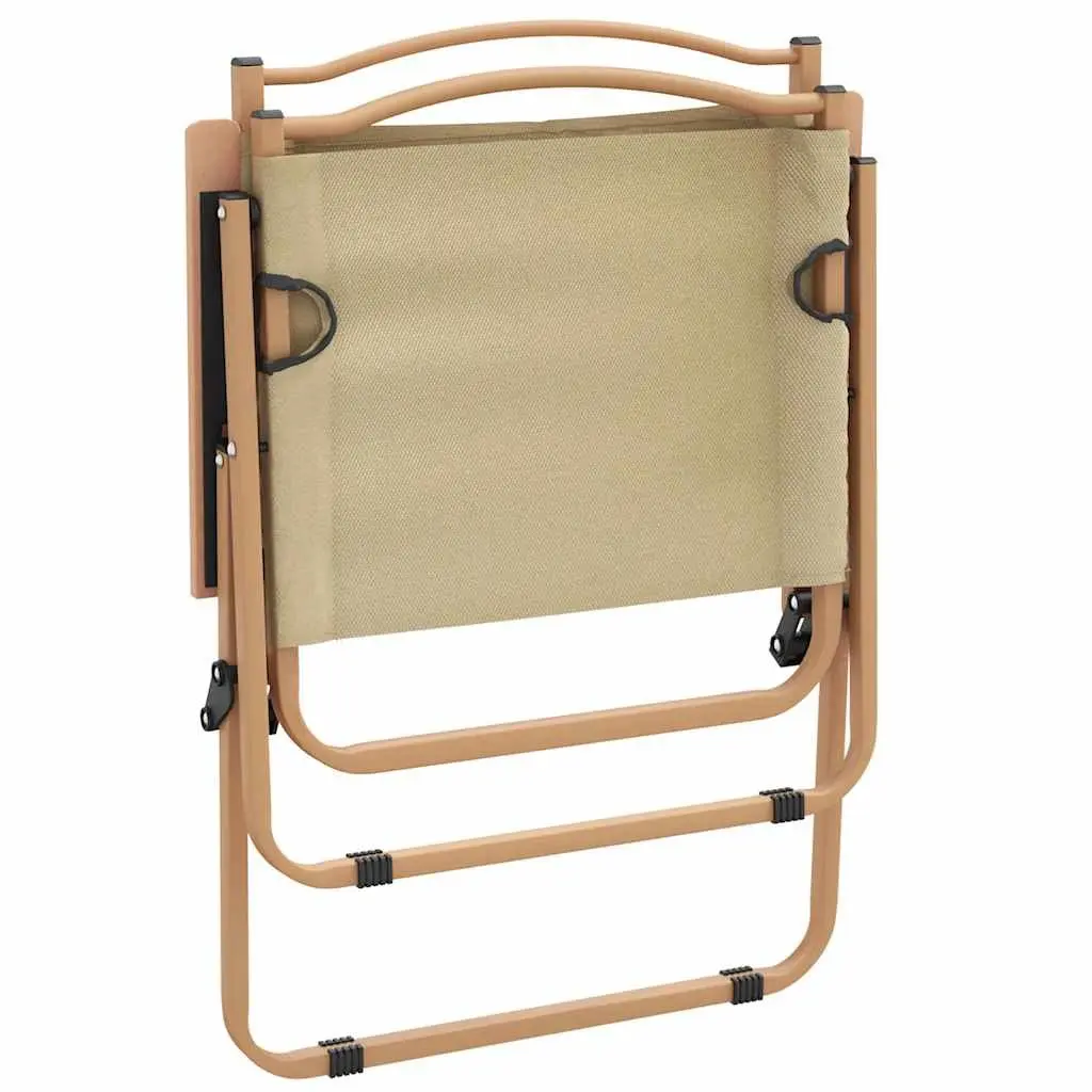 Outdoor Camping Chairs 2 Piece Portable Folding Beige Garden Picnic Fishing Seat