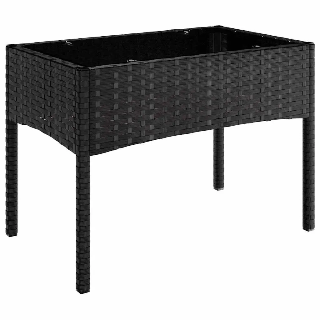 4 Piece Garden Lounge Set Outdoor Furniture with Cushions Black Poly Rattan