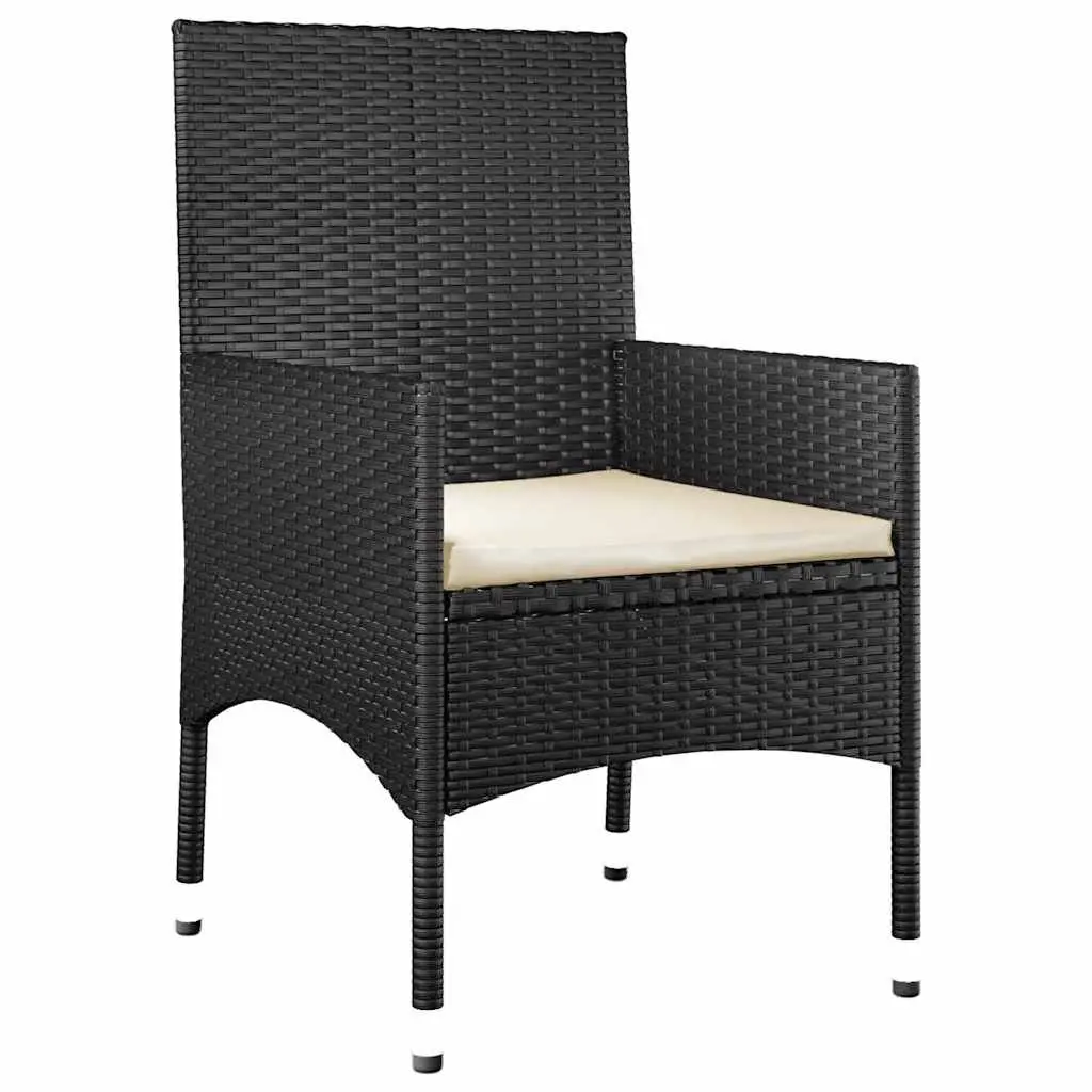 4 Piece Garden Lounge Set Outdoor Furniture with Cushions Black Poly Rattan