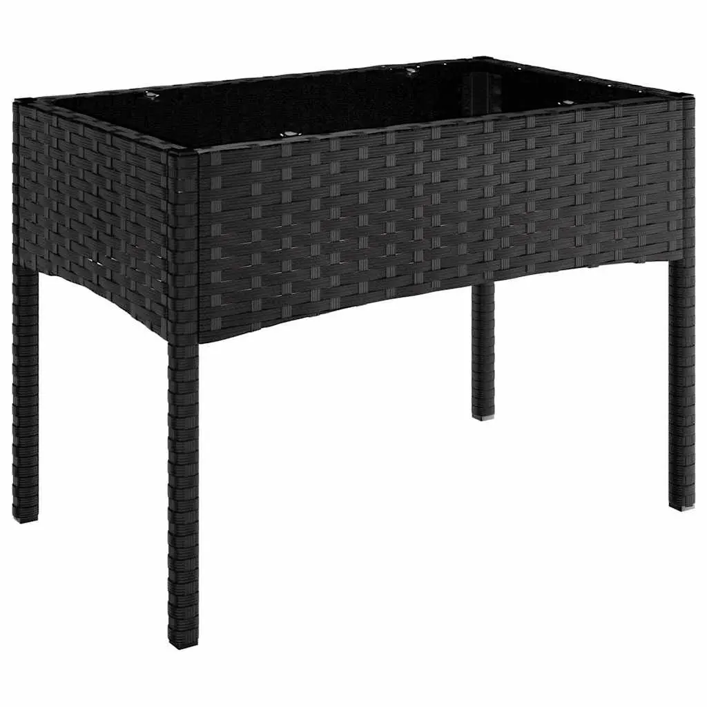 4 Piece Outdoor Garden Lounge Set with Cushions Black Poly Rattan Patio