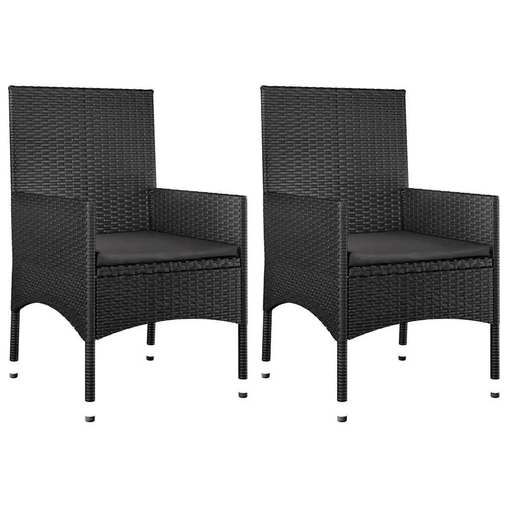 4 Piece Outdoor Garden Lounge Set with Cushions Black Poly Rattan Patio