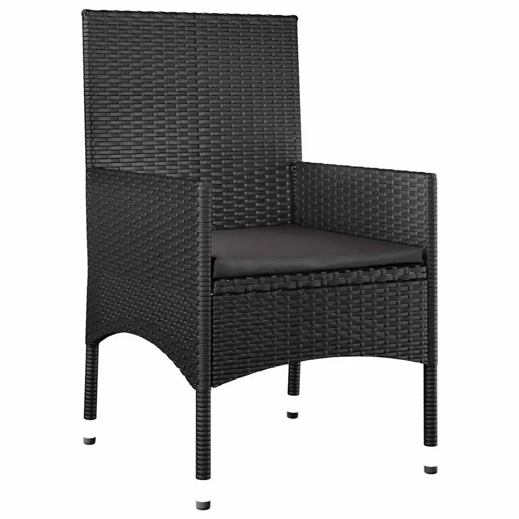 4 Piece Outdoor Garden Lounge Set with Cushions Black Poly Rattan Patio