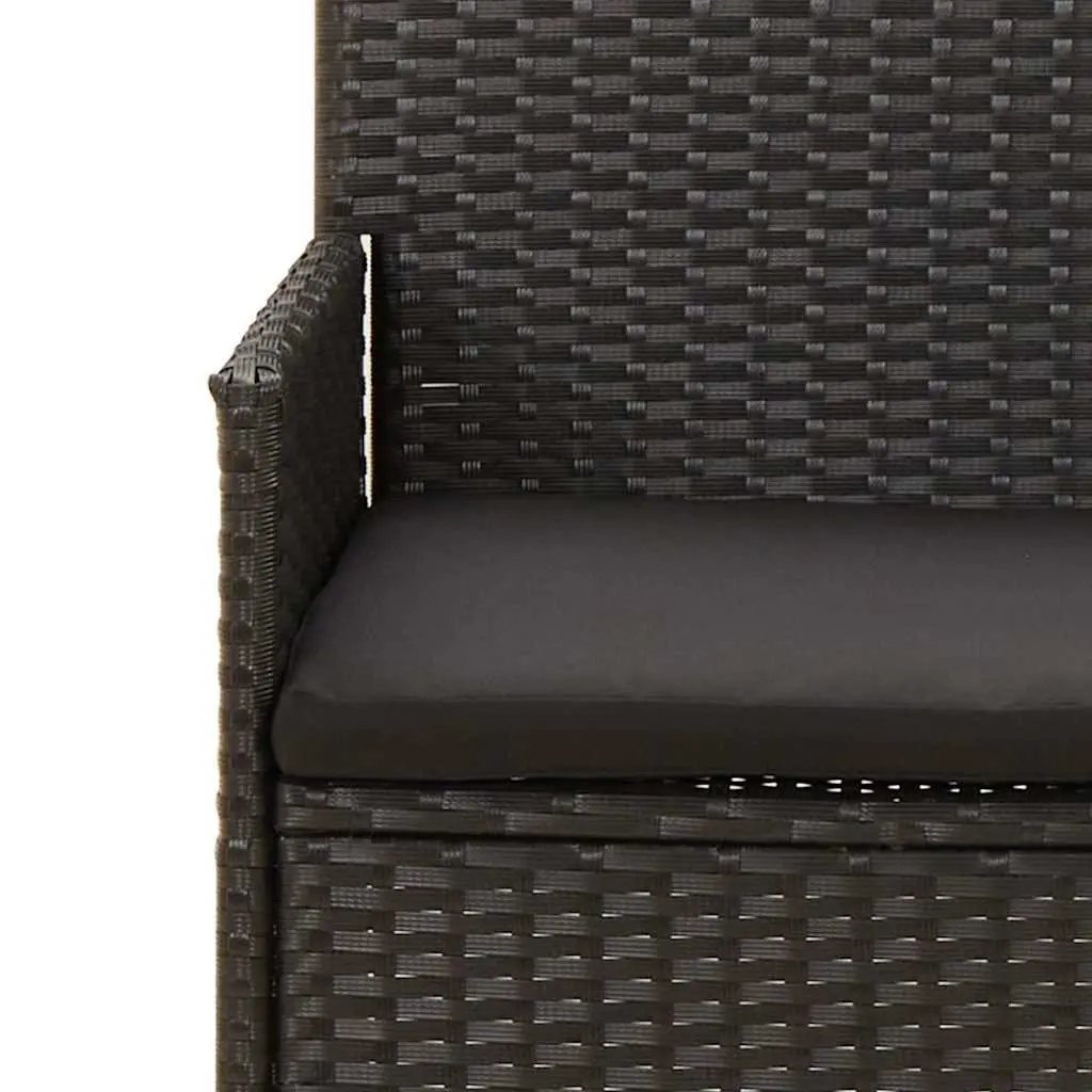 4 Piece Outdoor Garden Lounge Set with Cushions Black Poly Rattan Patio