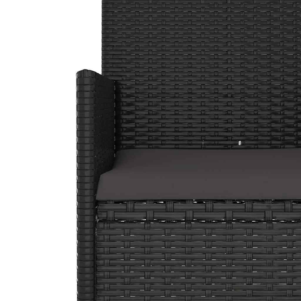 4 Piece Outdoor Garden Lounge Set Black Poly Rattan Furniture with Cushions