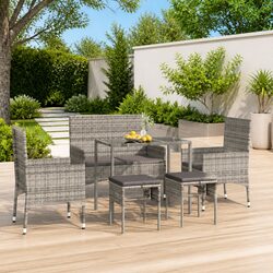Garden Lounge Set 6 Piece Outdoor Furniture Grey Poly Rattan with Cushions