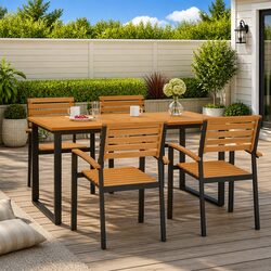 Outdoor Garden Table U-Shaped Legs 160x80x75cm Solid Acacia Wood Brown Patio