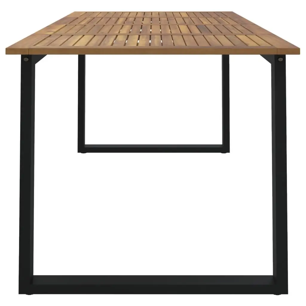 Garden Dining Table Solid Acacia Wood U-shaped Metal Legs Brown 180 x 90 x 75 cm