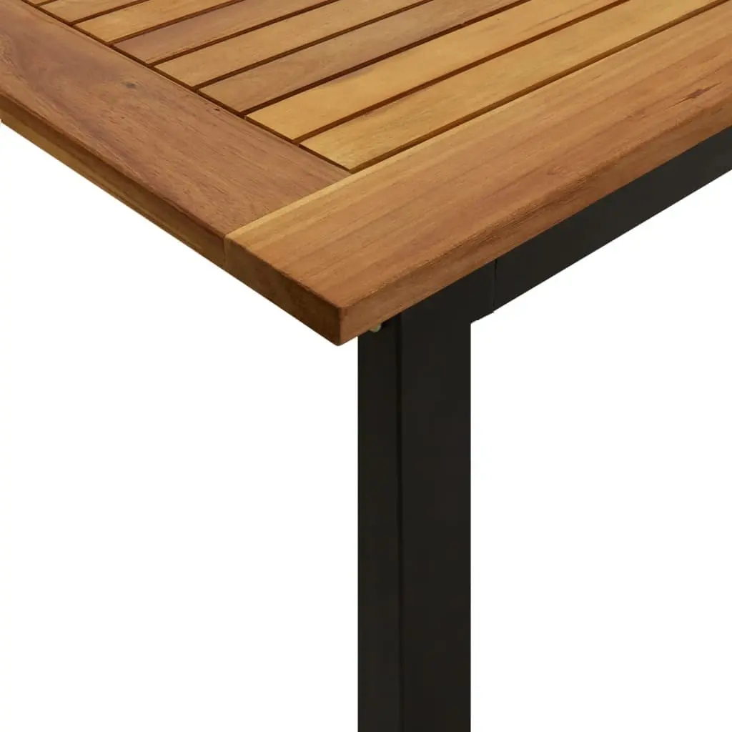 Garden Dining Table Solid Acacia Wood U-shaped Metal Legs Brown 180 x 90 x 75 cm