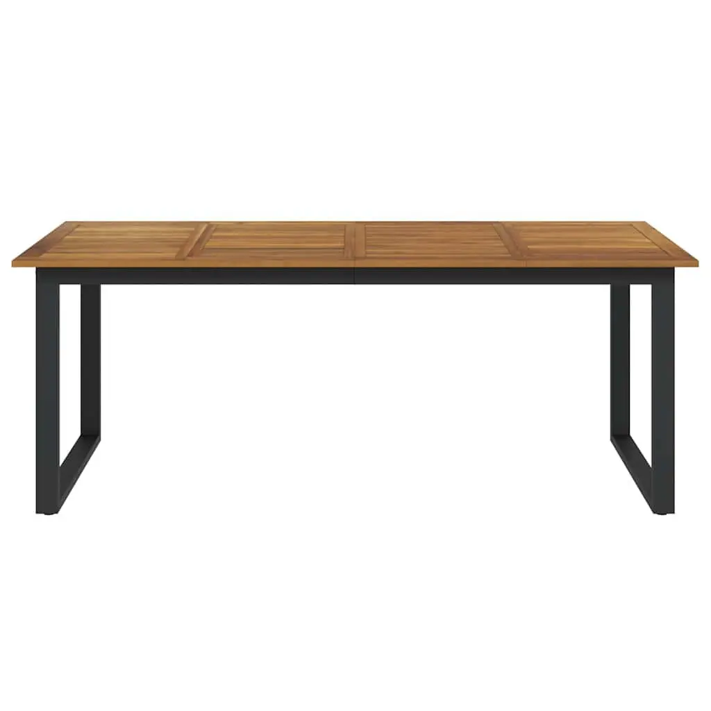 Garden Outdoor Dining Table U-shaped Legs Solid Acacia Wood Brown 200x90x75cm