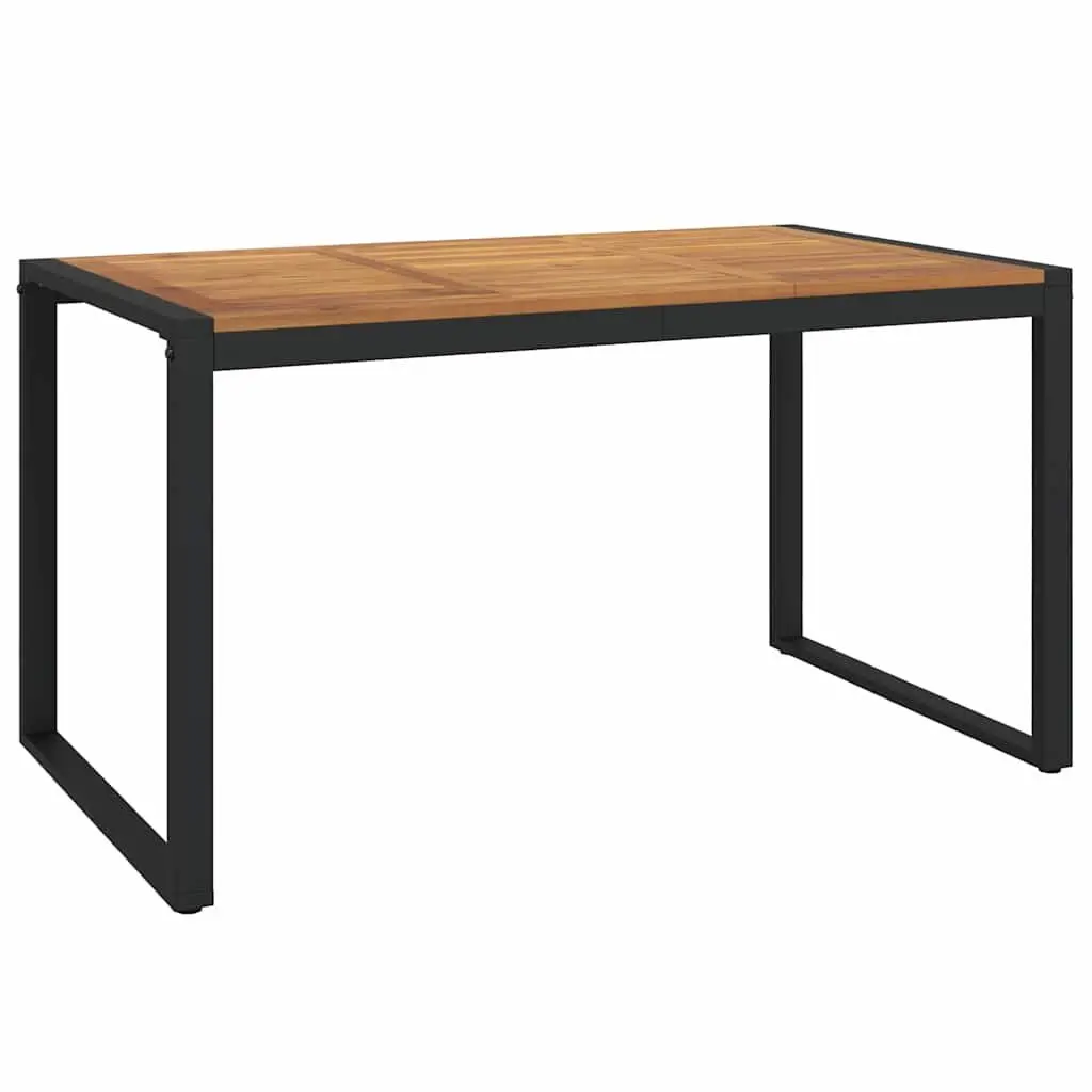 Outdoor Garden Table U-shaped Legs Brown Solid Acacia Wood Patio Furniture