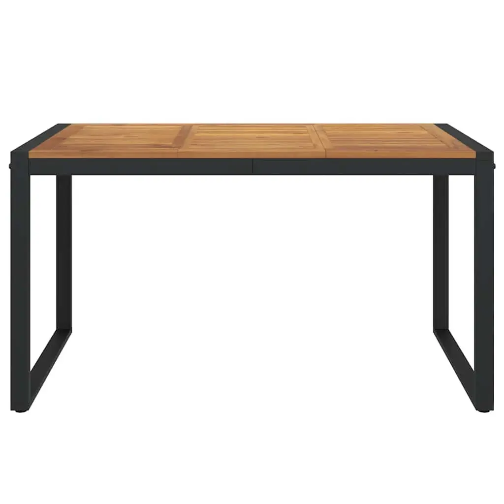 Outdoor Garden Table U-shaped Legs Brown Solid Acacia Wood Patio Furniture