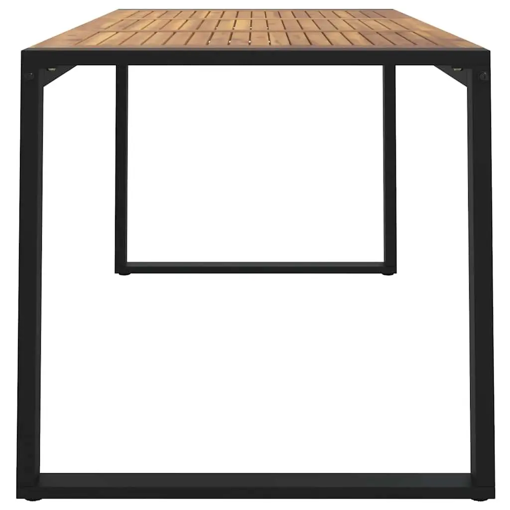 Outdoor Garden Table U-shaped Legs Brown Solid Acacia Wood Patio Furniture