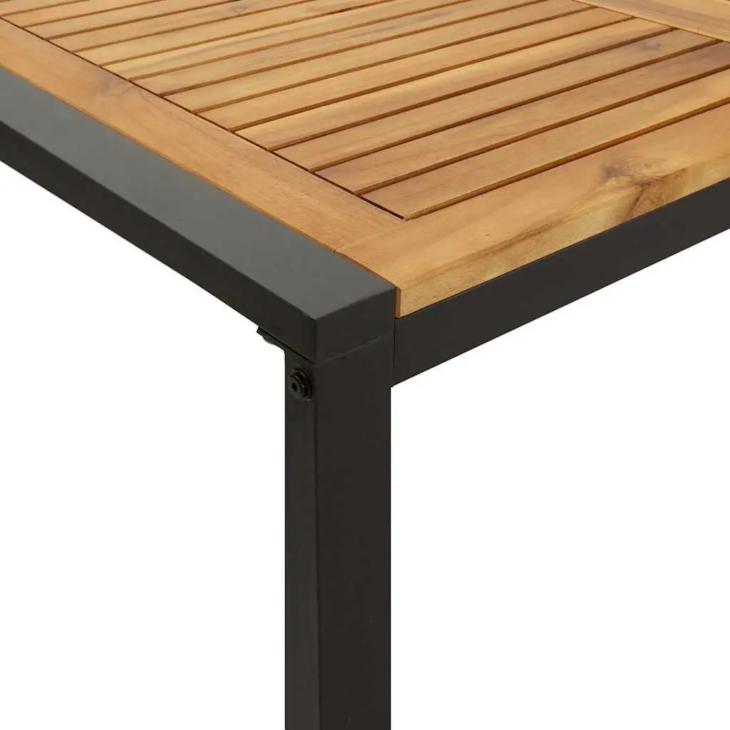 Outdoor Garden Table U-shaped Legs Brown Solid Acacia Wood Patio Furniture
