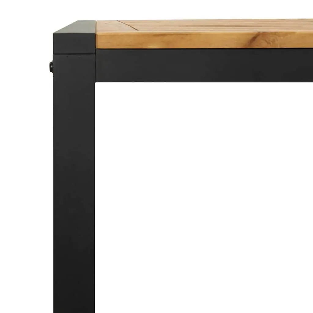 Outdoor Garden Table U-shaped Legs Brown Solid Acacia Wood Patio Furniture