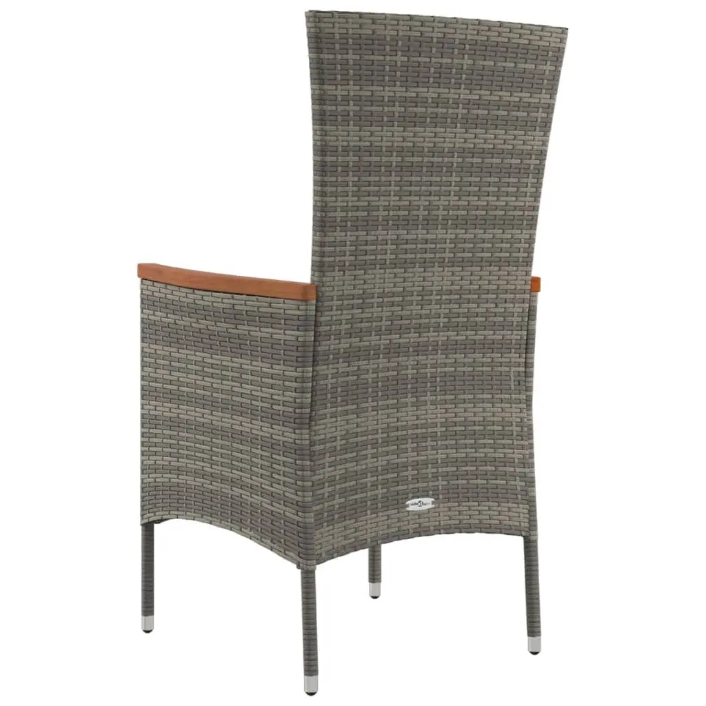 Outdoor Garden Chairs Set 2 pcs Grey PE Rattan Patio Seating with Cushions