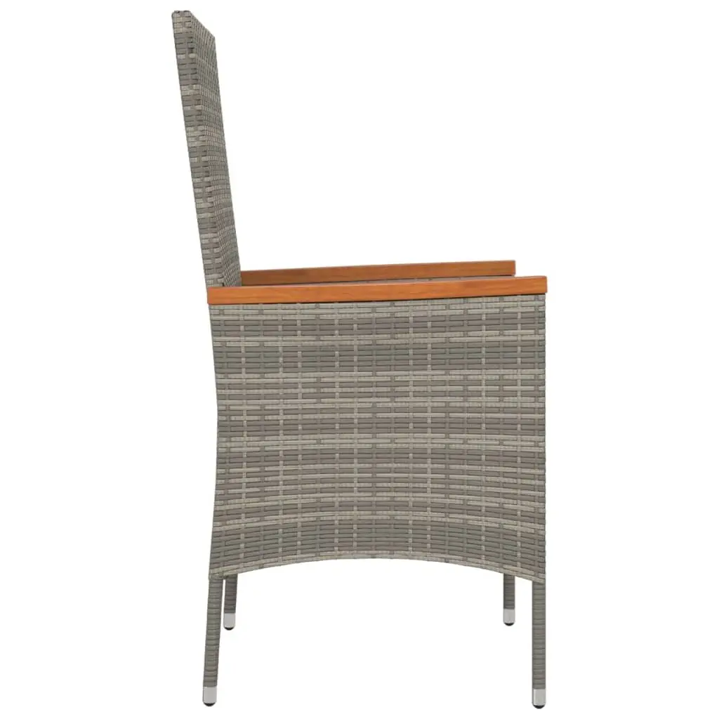 Outdoor Garden Chairs Set 2 pcs Grey PE Rattan Patio Seating with Cushions