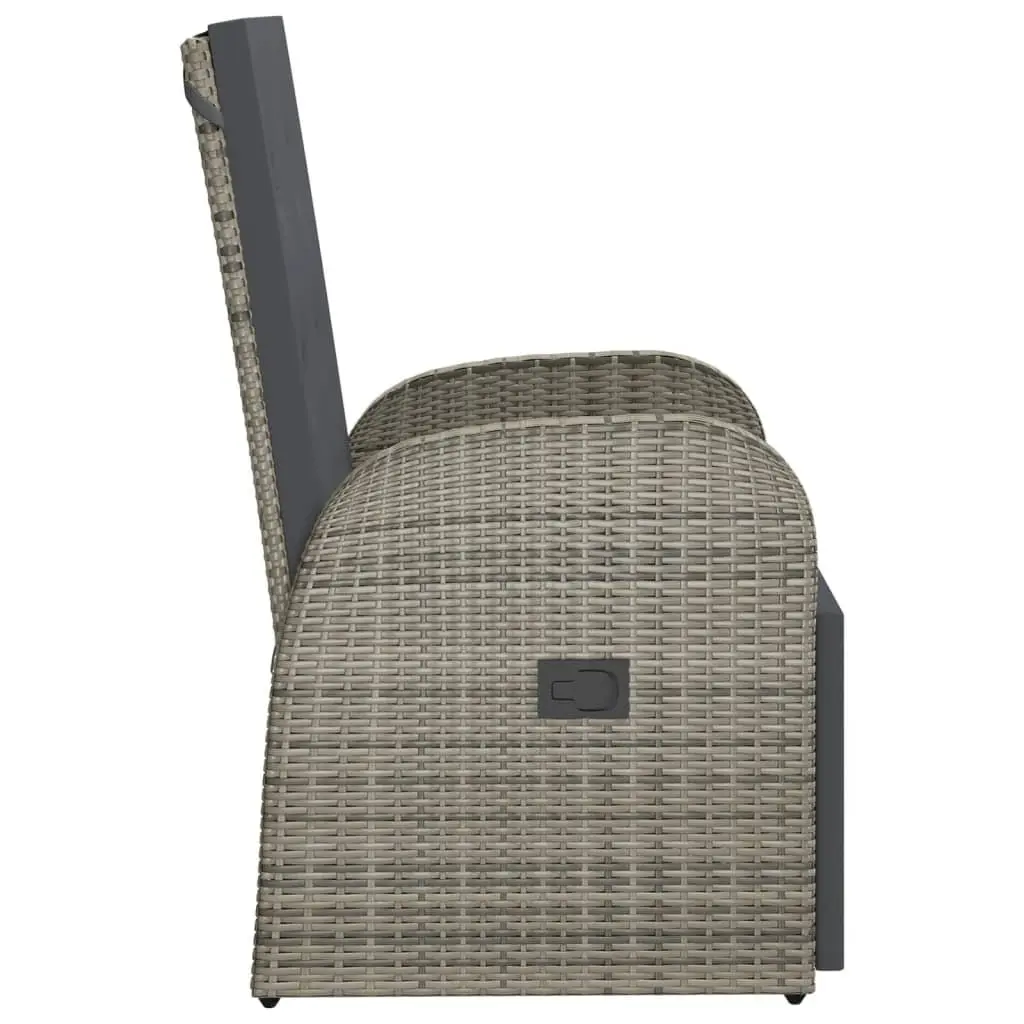 Reclining Garden Chairs Adjustable Backrest and Footrest 2 pcs Grey PE Rattan