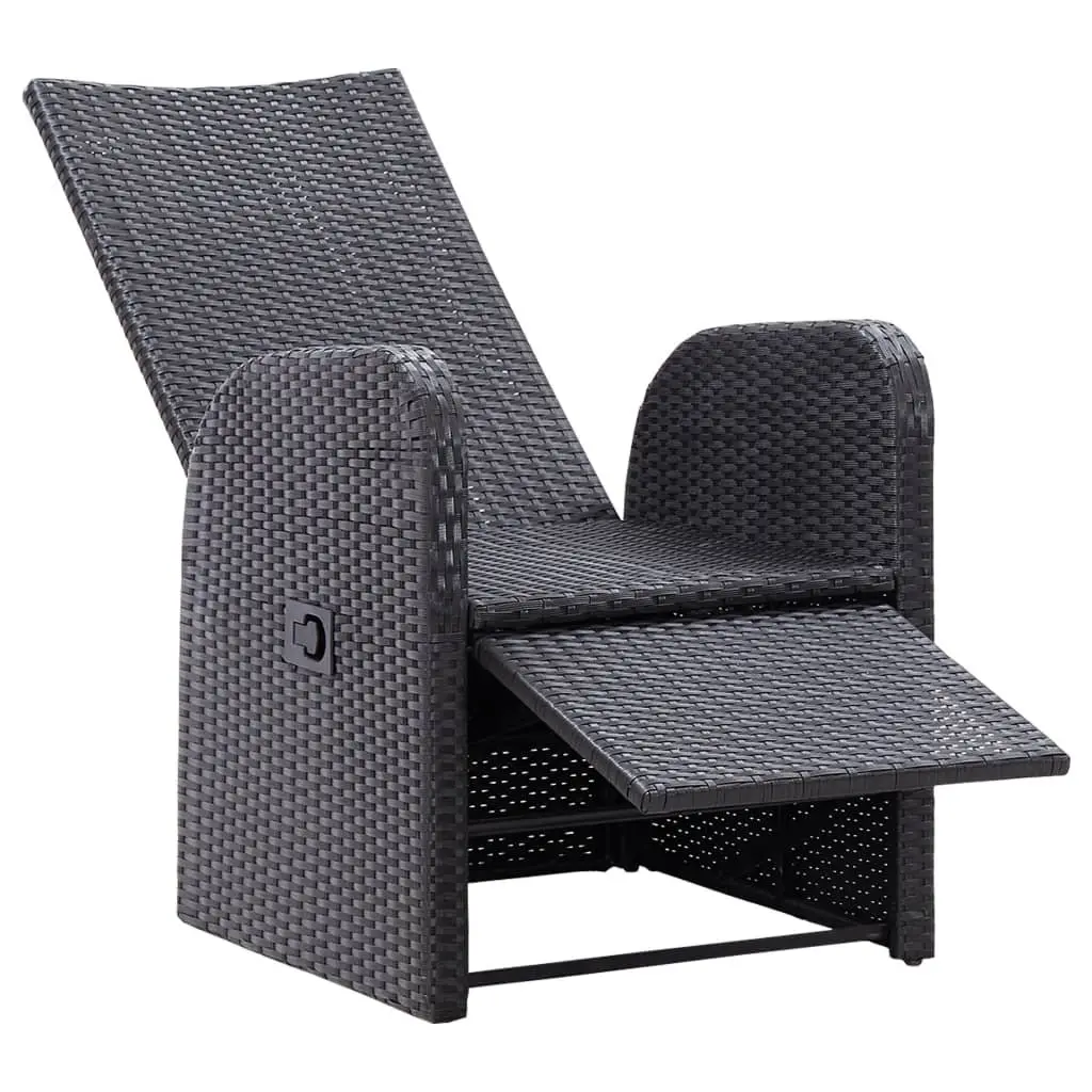 Reclining Garden Chairs 2 pcs Adjustable Backrest Footrest Black Poly Rattan with Cushions