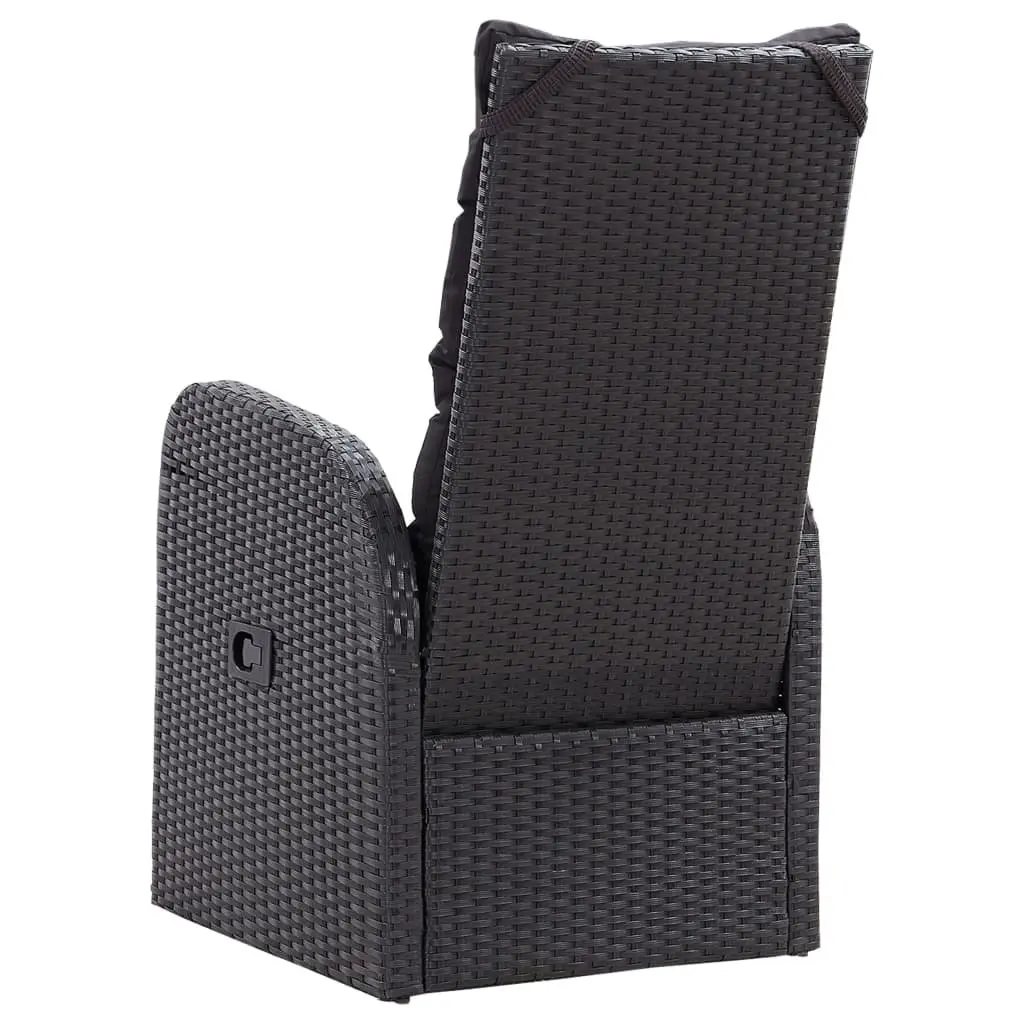 Reclining Garden Chairs 2 pcs Adjustable Backrest Footrest Black Poly Rattan with Cushions